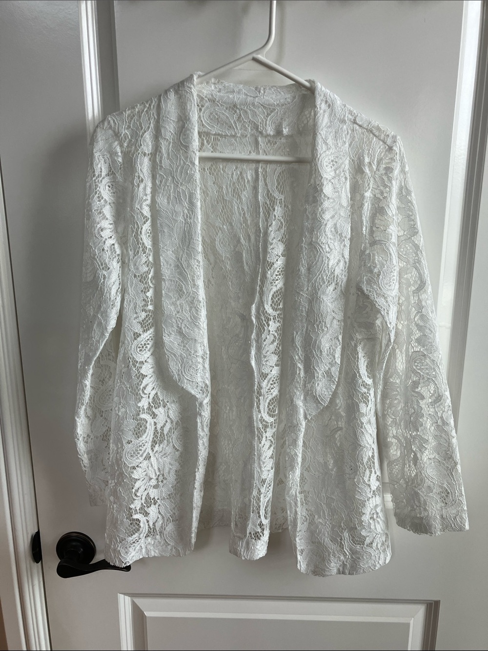 White Lace Open Front Cardigan